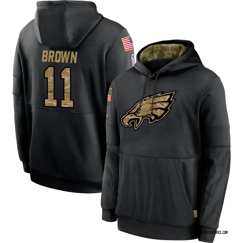 A.J. Brown Philadelphia Eagles Youth Legend Brown Salute to Service  Sideline Olive Long Sleeve T-Shirt