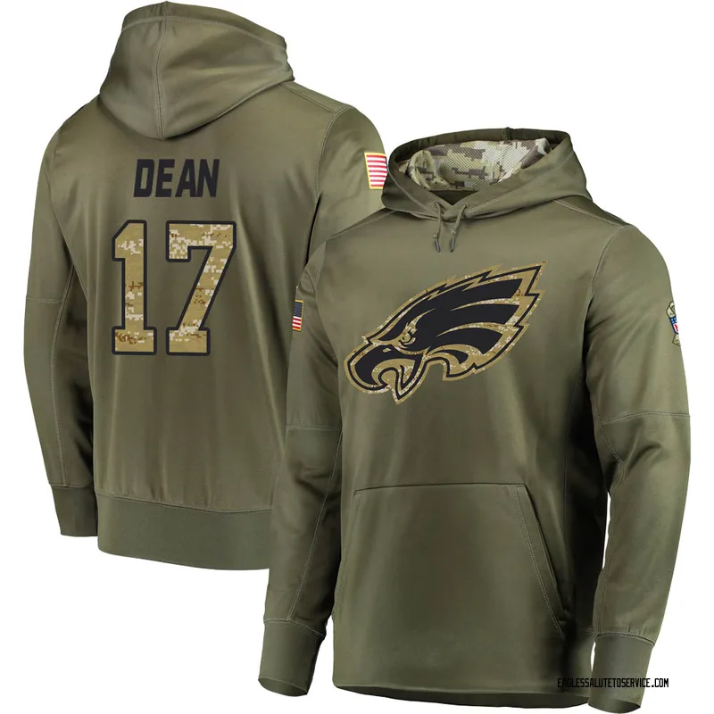 Nakobe Dean Philadelphia Eagles Youth Legend Olive Salute to Service  Sideline Long Sleeve T-Shirt