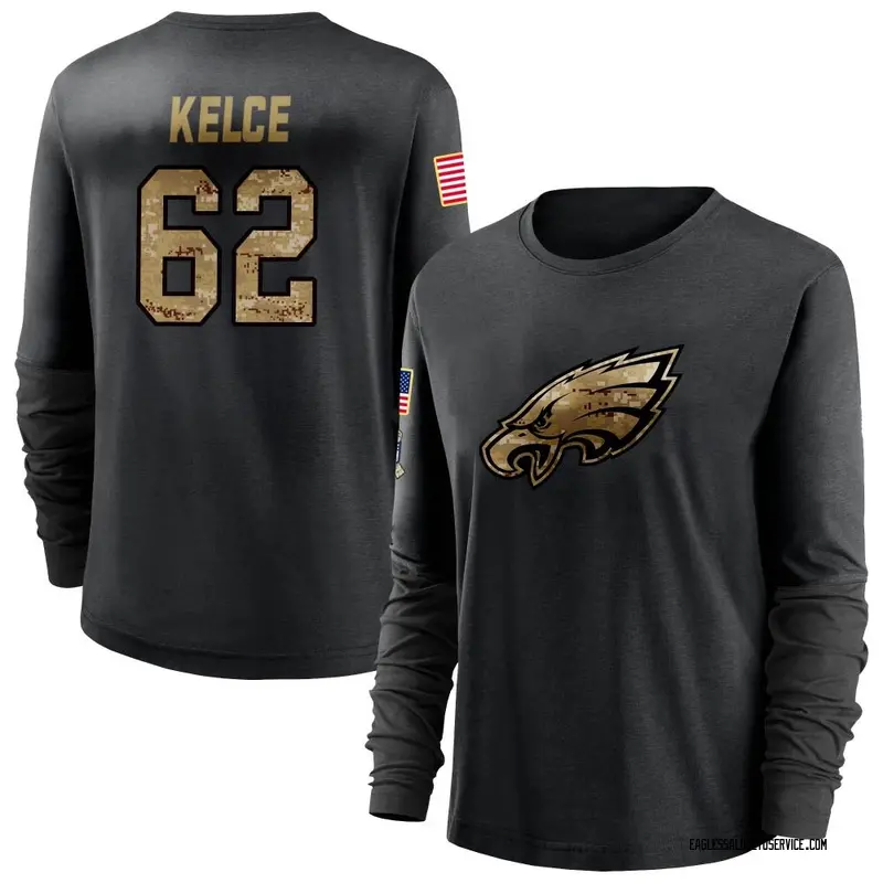 Jason Kelce Philadelphia Eagles Men's Legend Olive Salute to Service  Sideline Long Sleeve T-Shirt