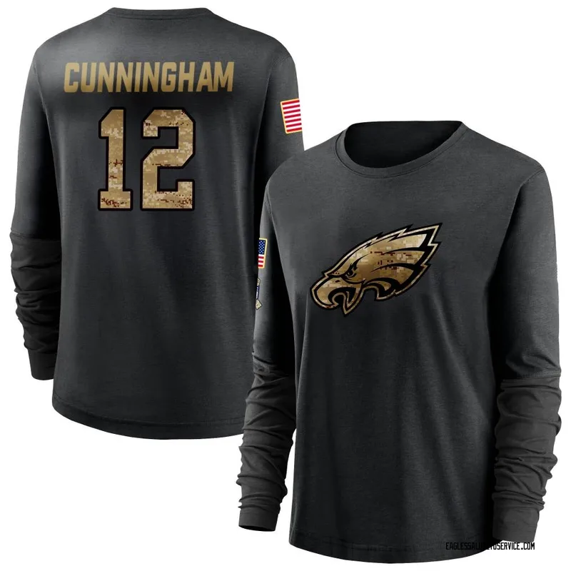 Randall Cunningham Philadelphia Eagles Men's Legend Olive Salute to Service  Sideline Long Sleeve T-Shirt